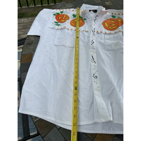 SUN BELT Womens 100% Cotton Collared Halloween Fall Shirt Pumpkin Large Vintage - Picture 8 of 9